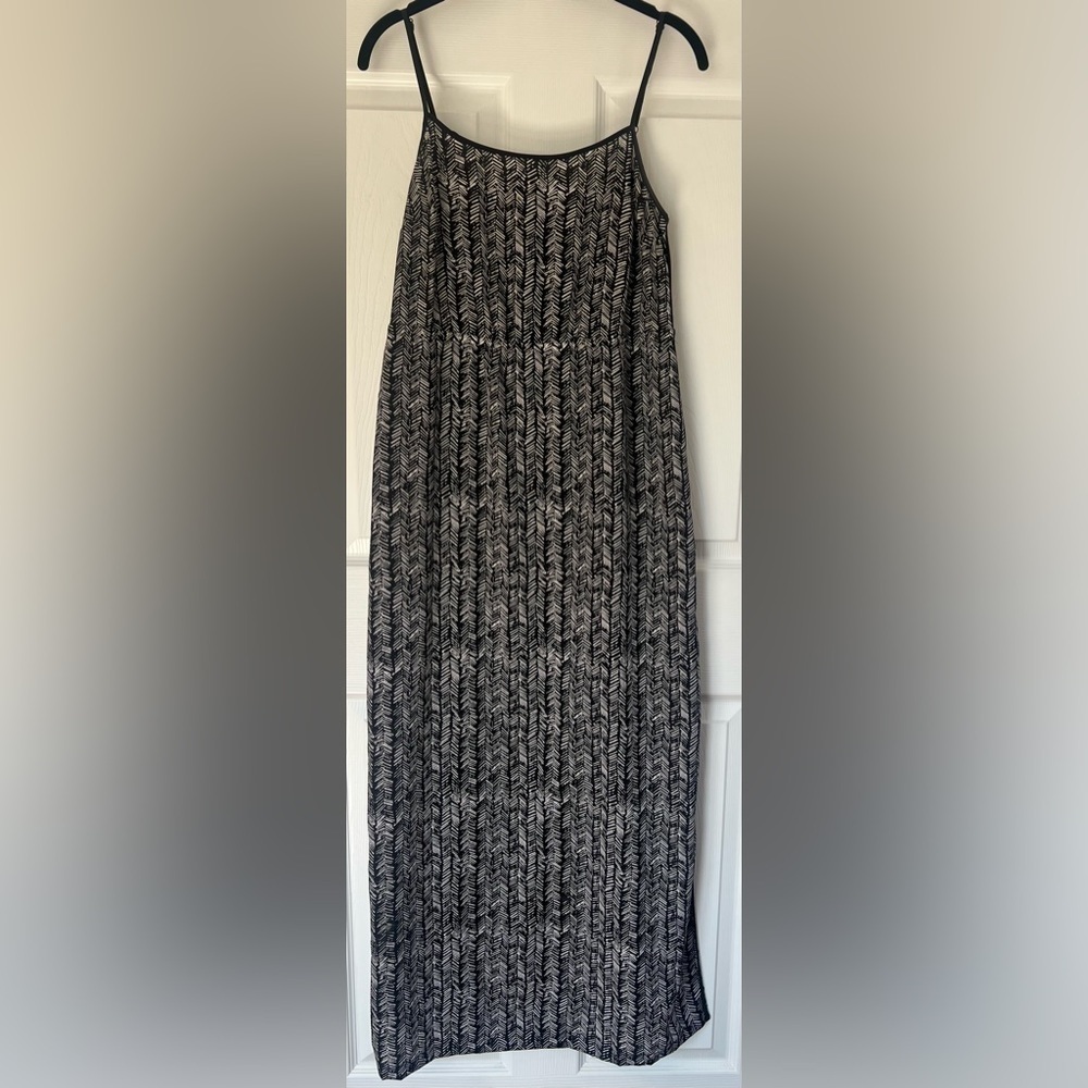 LOFT Black and White Maxi Slip Dress